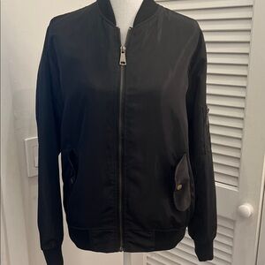 Black Bomber Jacket – Zip Front Casual Jacket